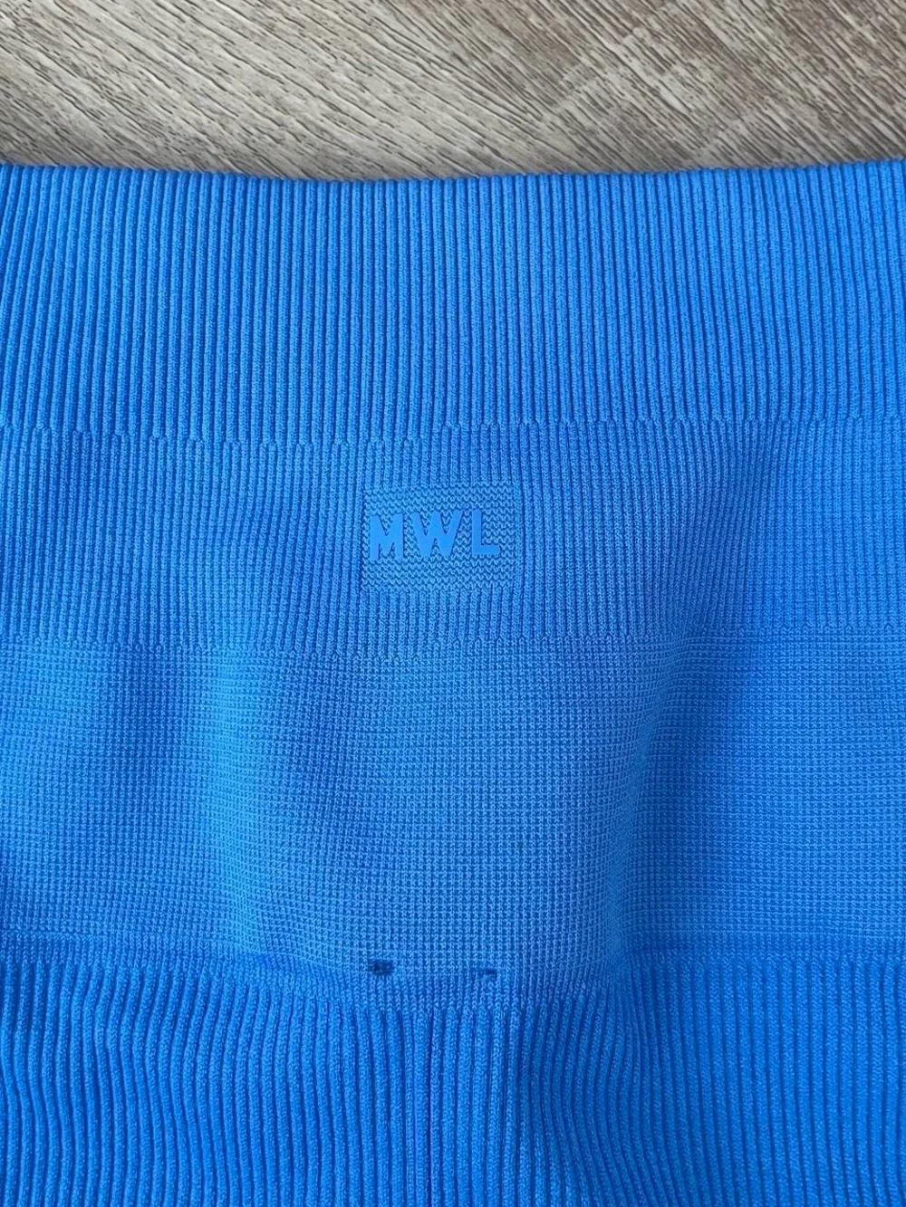 Madewell Seamless Blue Ribbed Biker Shorts